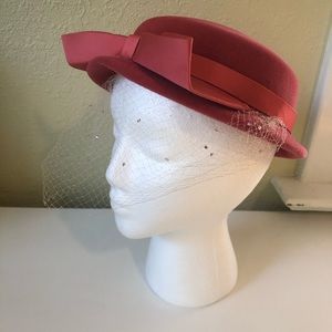 Luxe Vintage Pink Hat with Bow and Sparkles